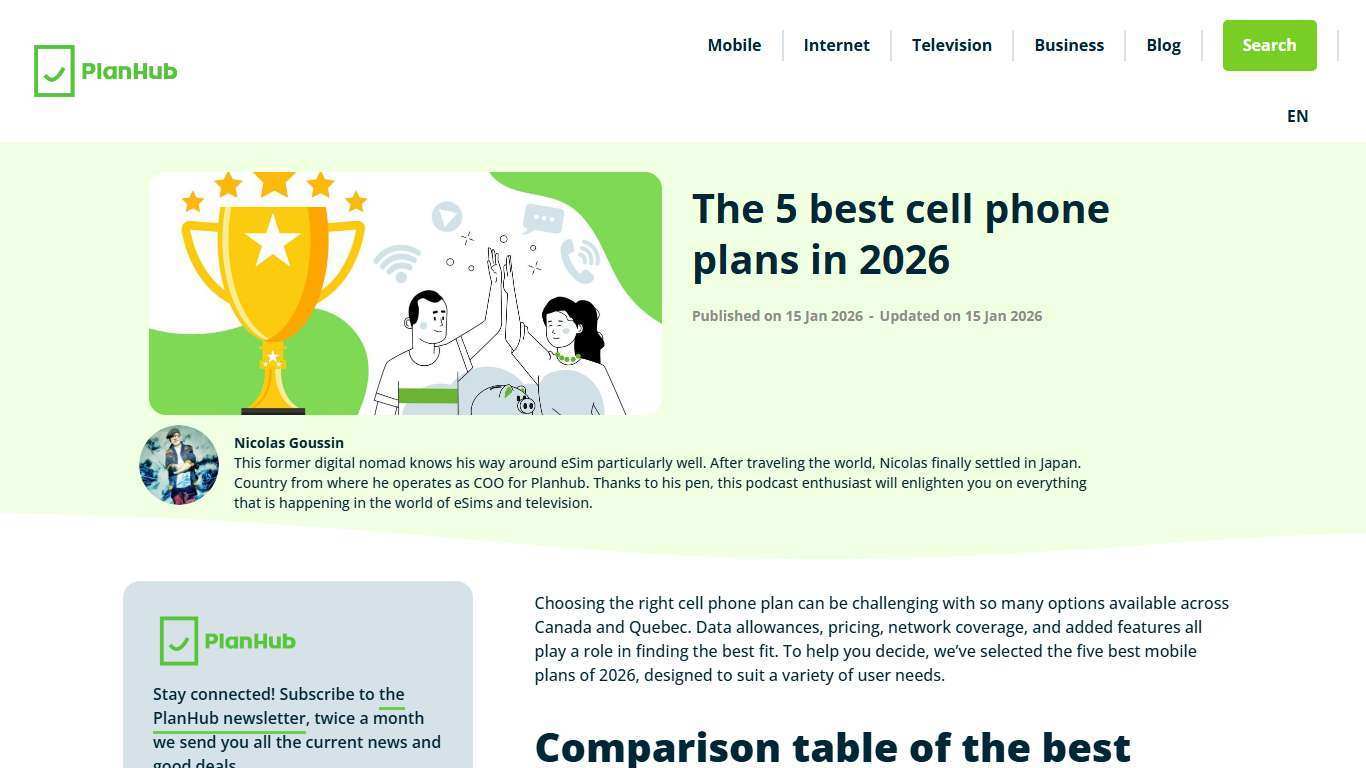 The 5 best cell phone plans in 2026 | PlanHub.ca